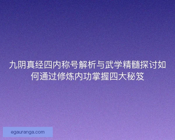 九阴真经四内称号解析与武学精髓探讨如何通过修炼内功掌握四大秘笈