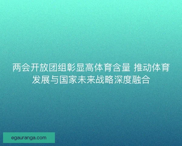两会开放团组彰显高体育含量 推动体育发展与国家未来战略深度融合