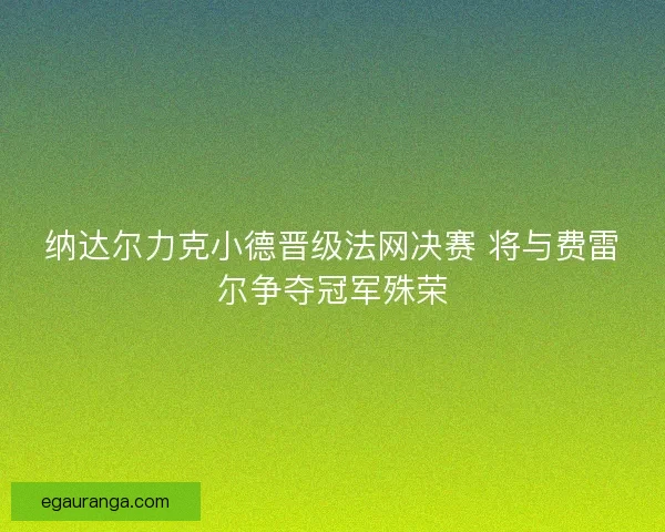 纳达尔力克小德晋级法网决赛 将与费雷尔争夺冠军殊荣