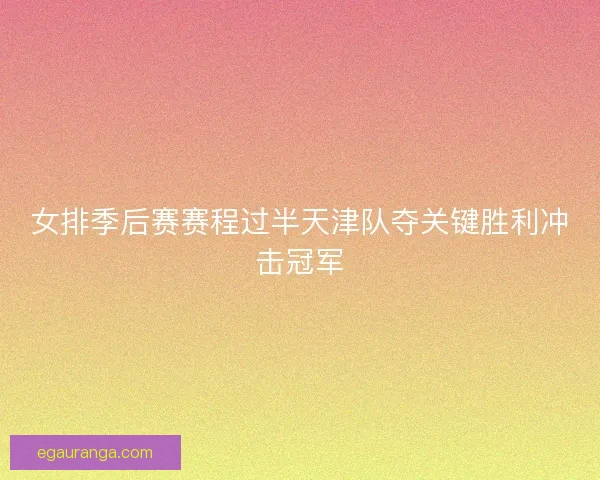 女排季后赛赛程过半天津队夺关键胜利冲击冠军 女排季后赛赛程过半天津队夺关键胜利冲击冠军
